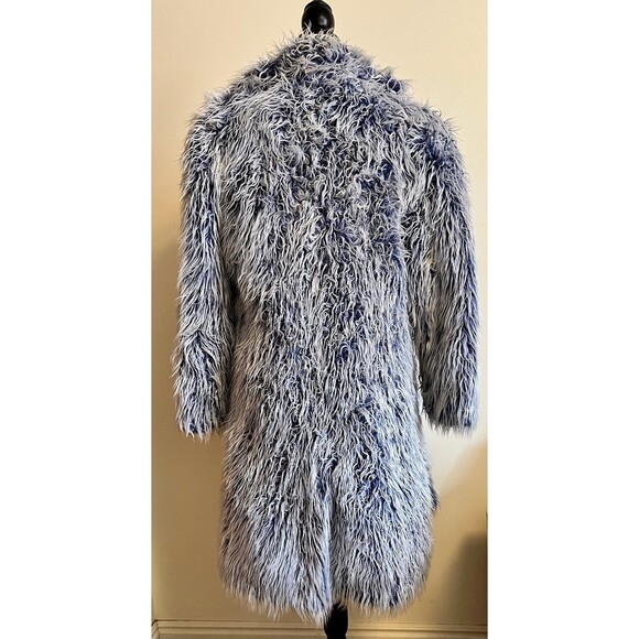 Vintage Y2K GROGGY Blue Faux Fur Coat with white Frosted Tips SZ Sm - Picture 3 of 12